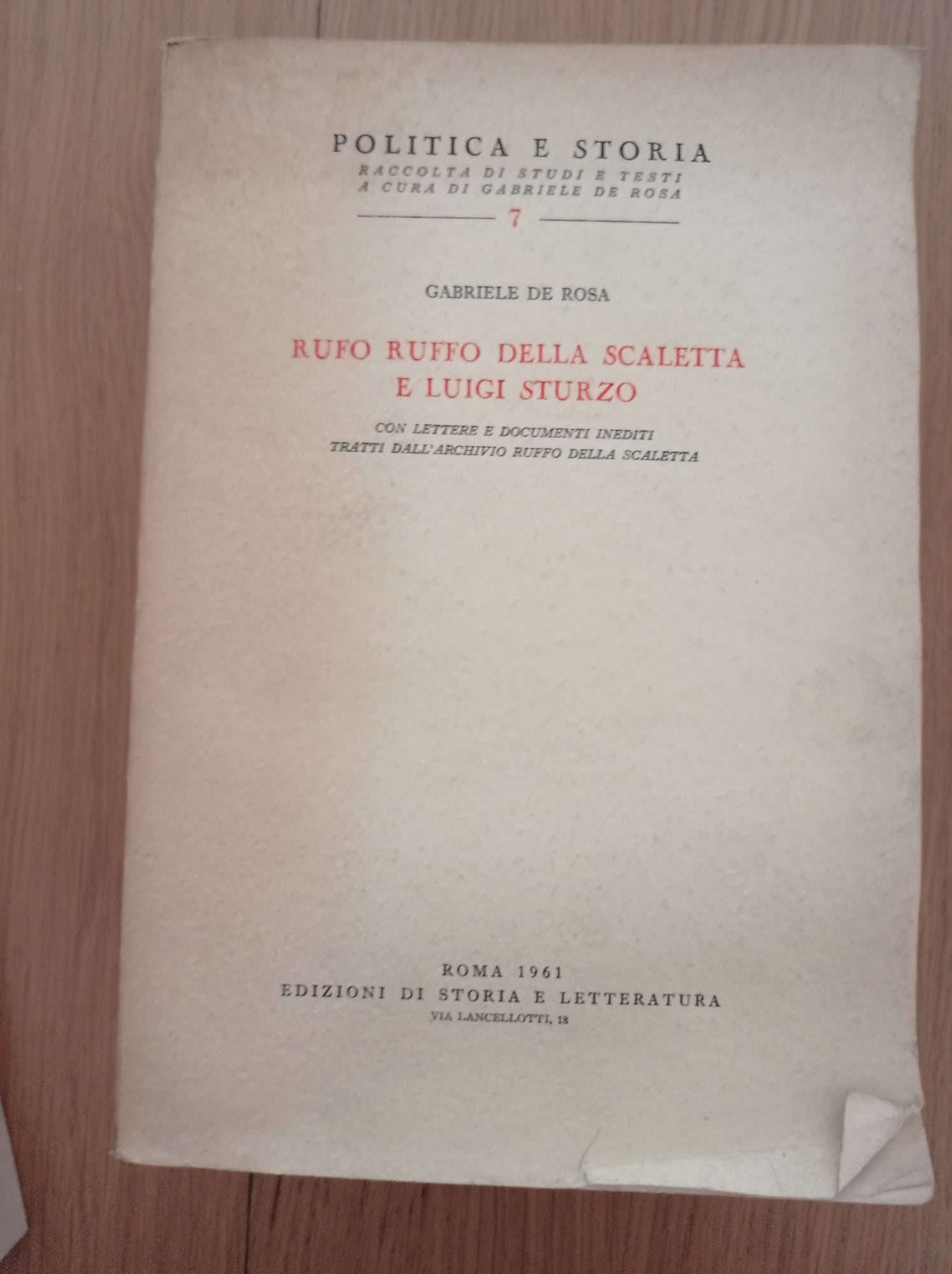 Rufo Ruffo della scaletta e Luigi Sturzo - copertina