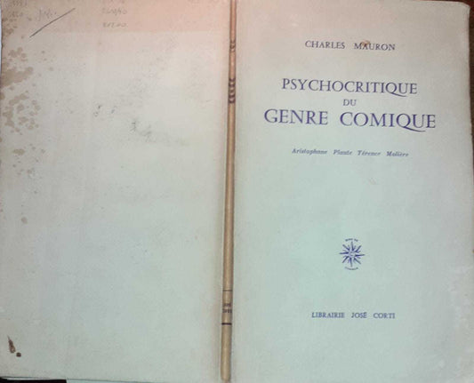 Psychocritique du genre comique - copertina