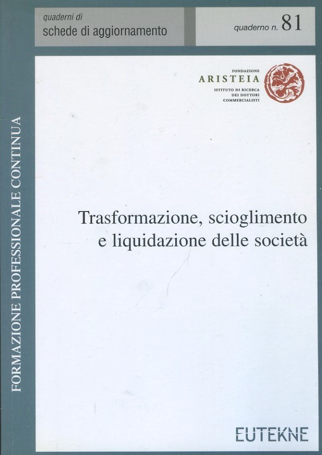 Trasformazione, scioglimento e liquidazione delle società - copertina