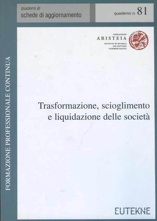 Trasformazione, scioglimento e liquidazione delle società - copertina