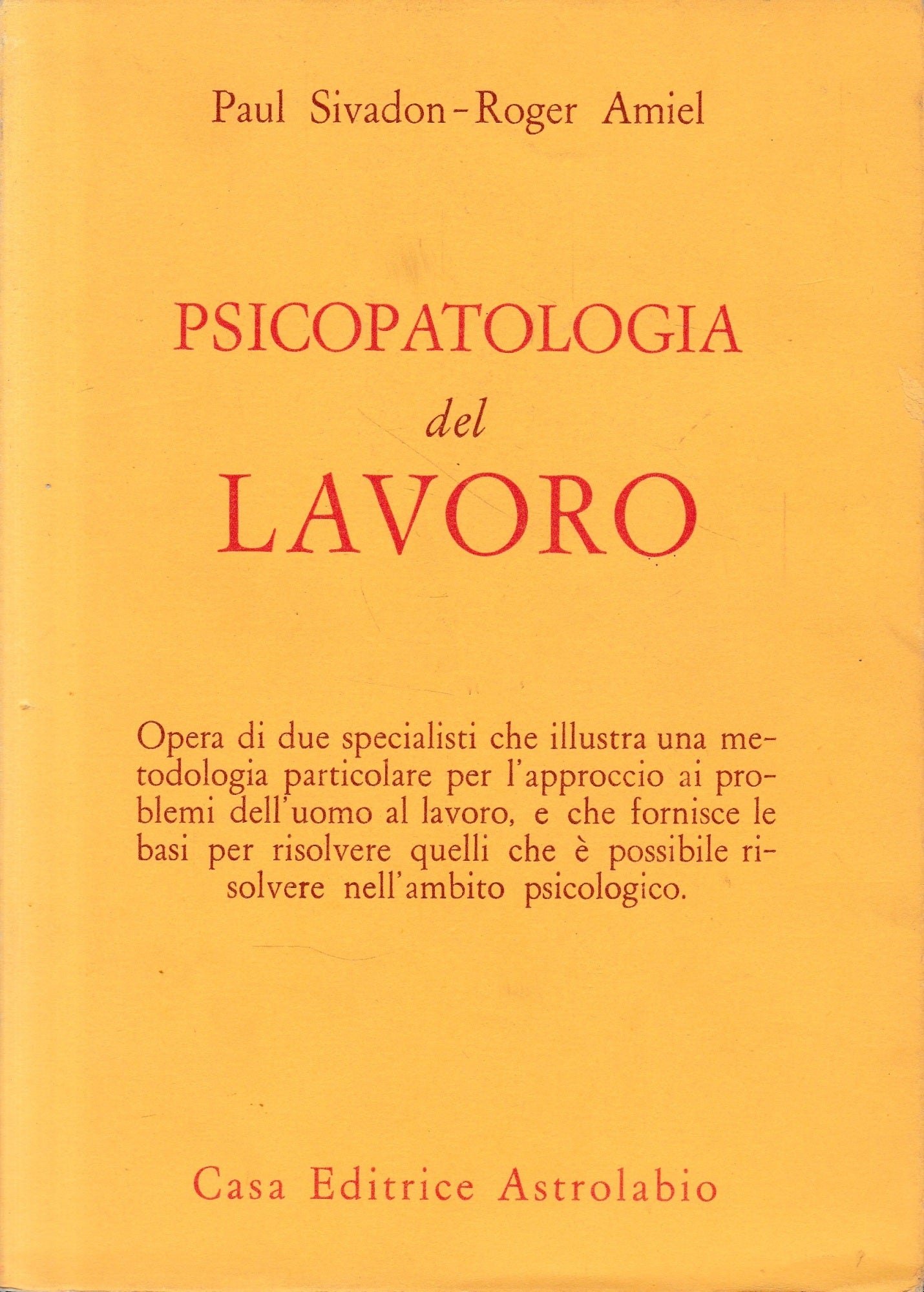 Psicopatologia del lavoro - copertina
