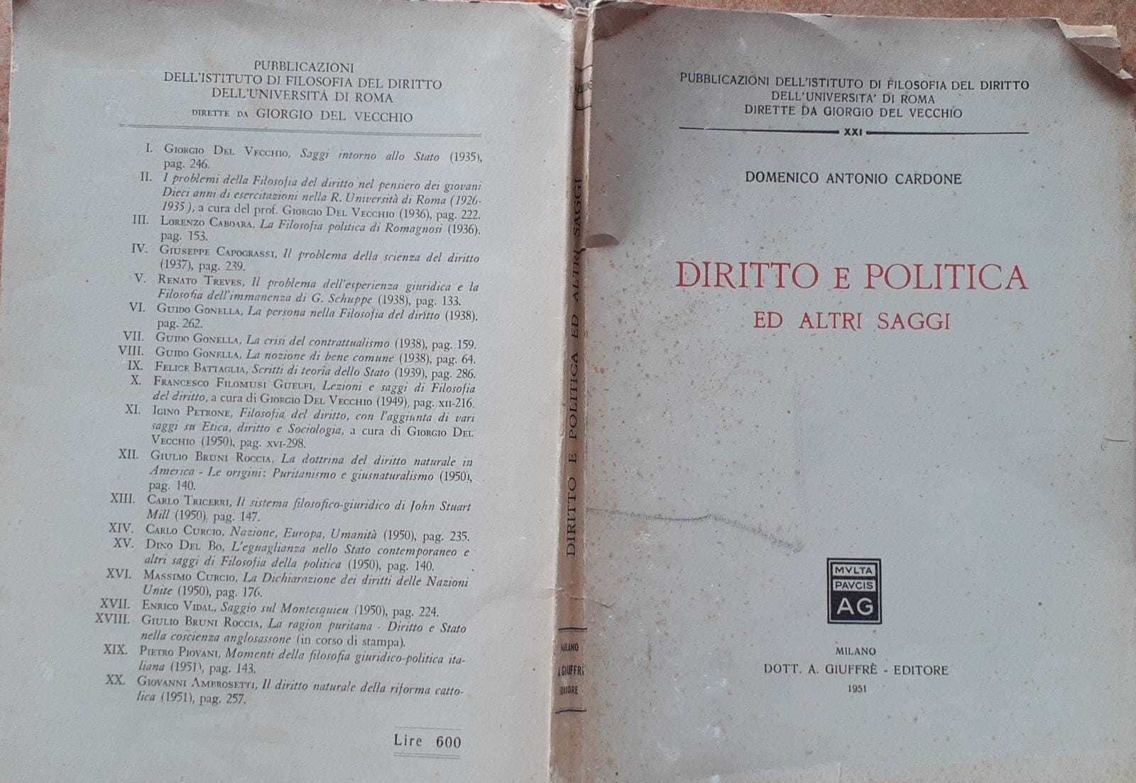 Diritto e politica ed altri saggi - copertina