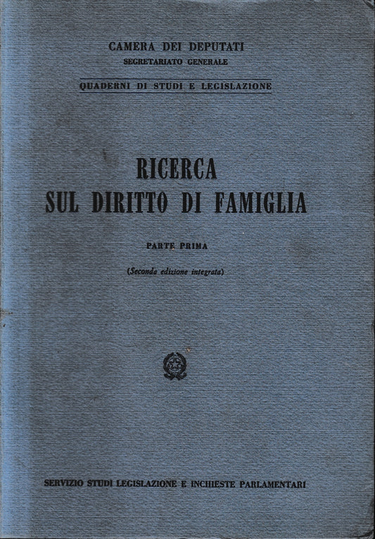 Ricerca sul diritto di famiglia, parte prima - copertina