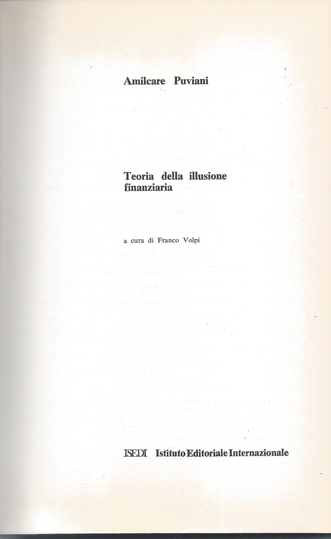 Amilcare Puviani - Teoria della illusione finanziaria - copertina