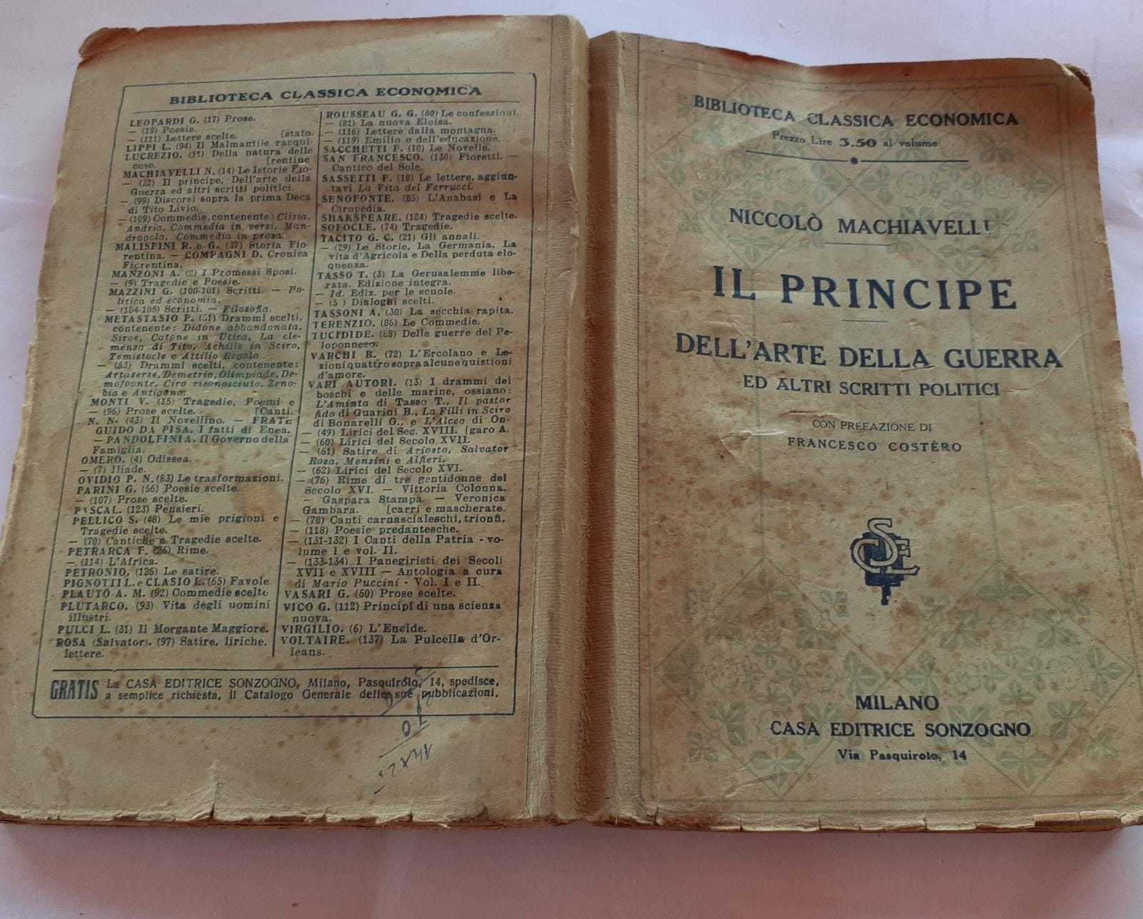 Il principe dell'arte della guerra ed altri scritti politici - copertina