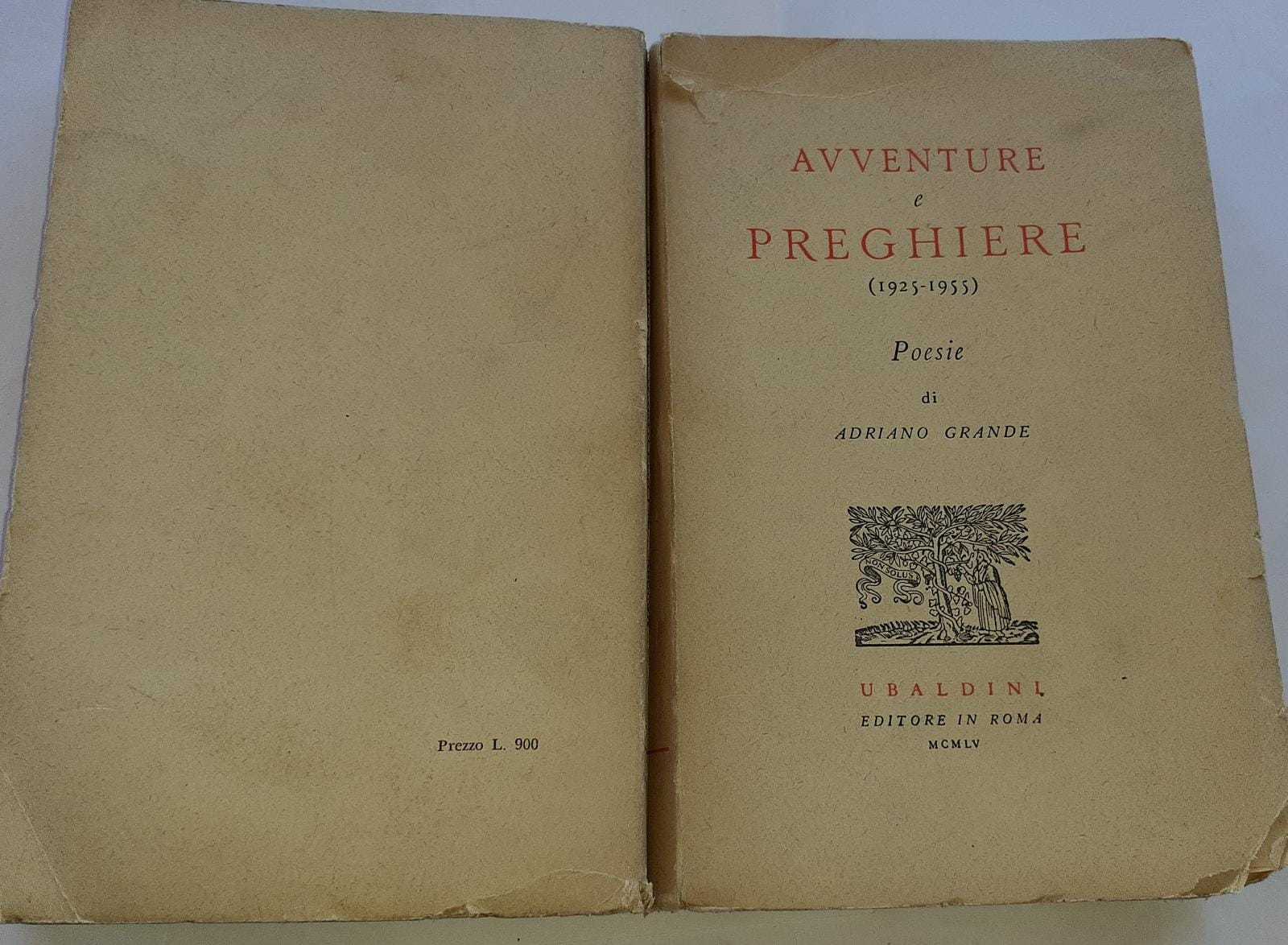 Avventure e preghiere (1925-1955) Poesie di Adriano Grande - copertina