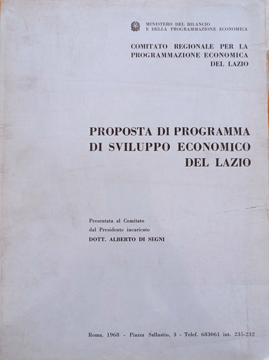 Proposta di programma di sviluppo economico del Lazio - copertina