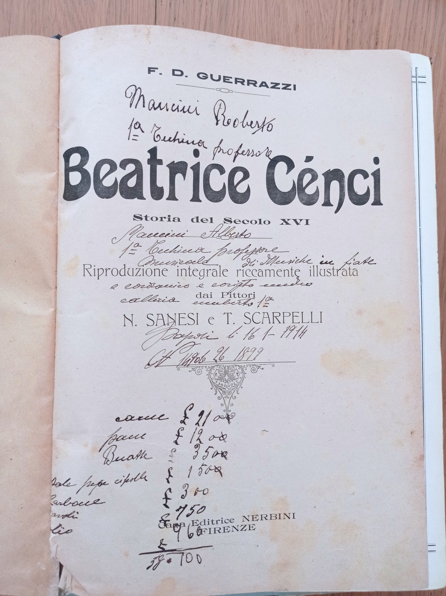 Beatrice Cenci Storia del Secolo XVI - copertina