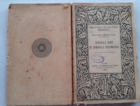 Degli Dei e degli uomini.  Opuscoli filosofici - copertina