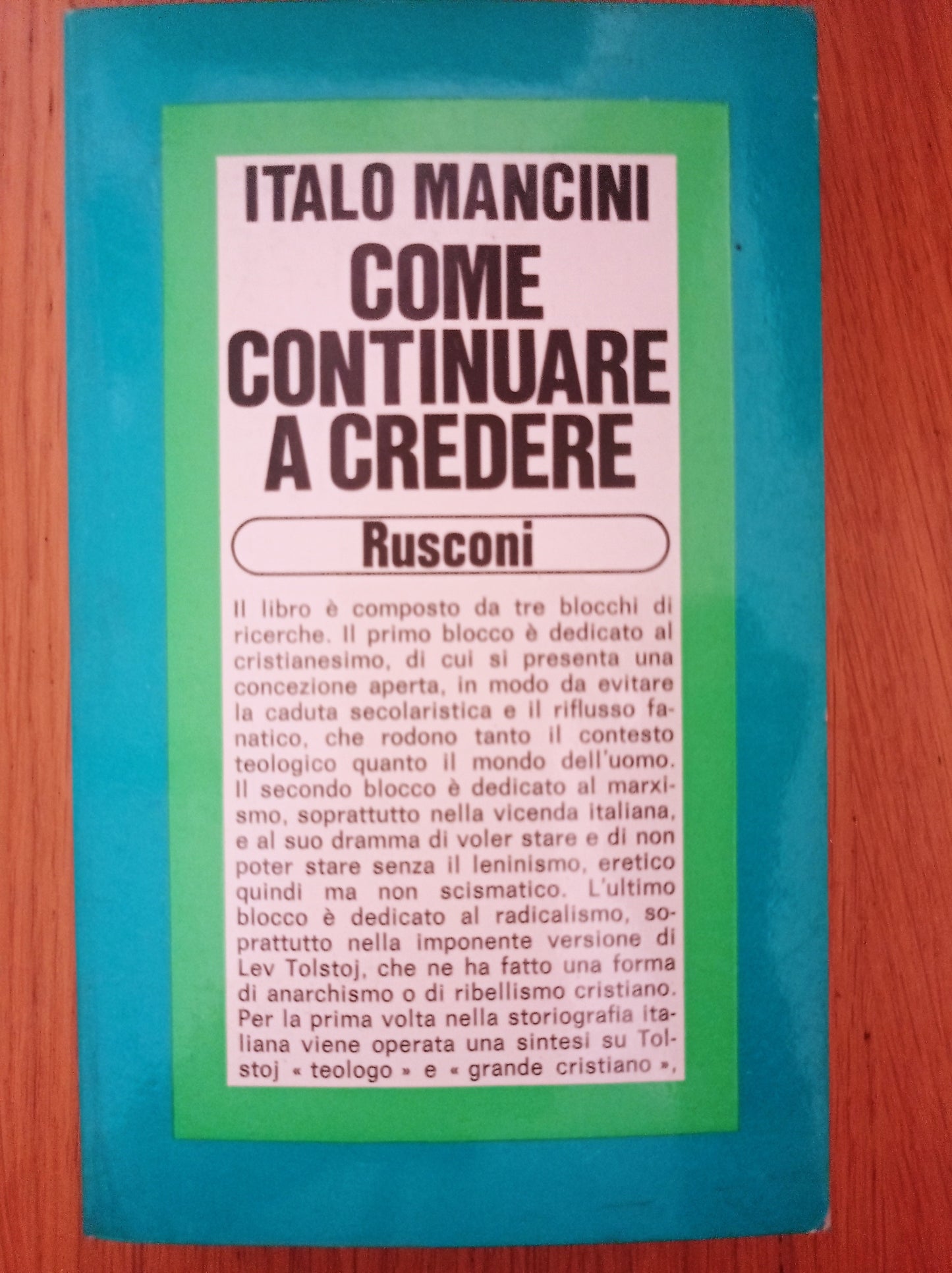 Come continuare a credere - copertina