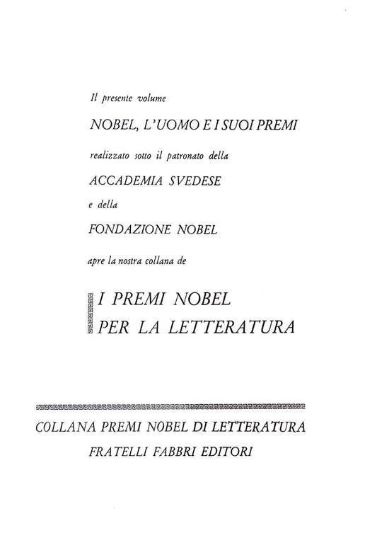Nobel, l'uomo e i suoi premi - vol I - copertina