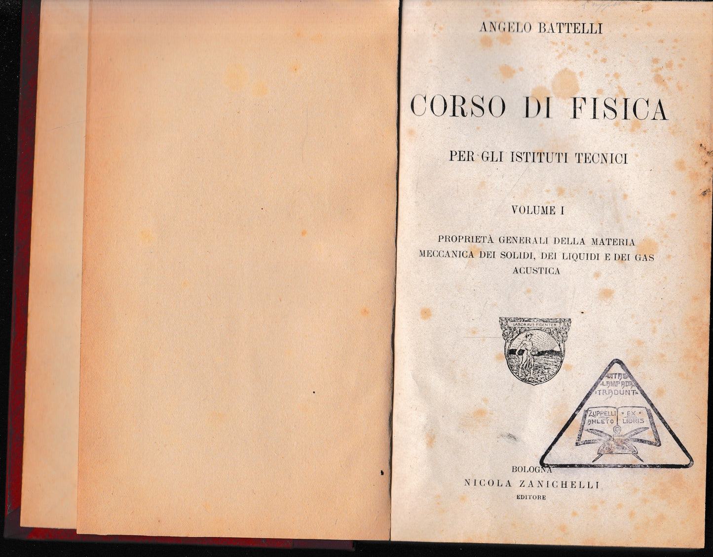 Corso di fisica per gli istituti tecnici, tre volumi rilegati in unico tomo. - copertina