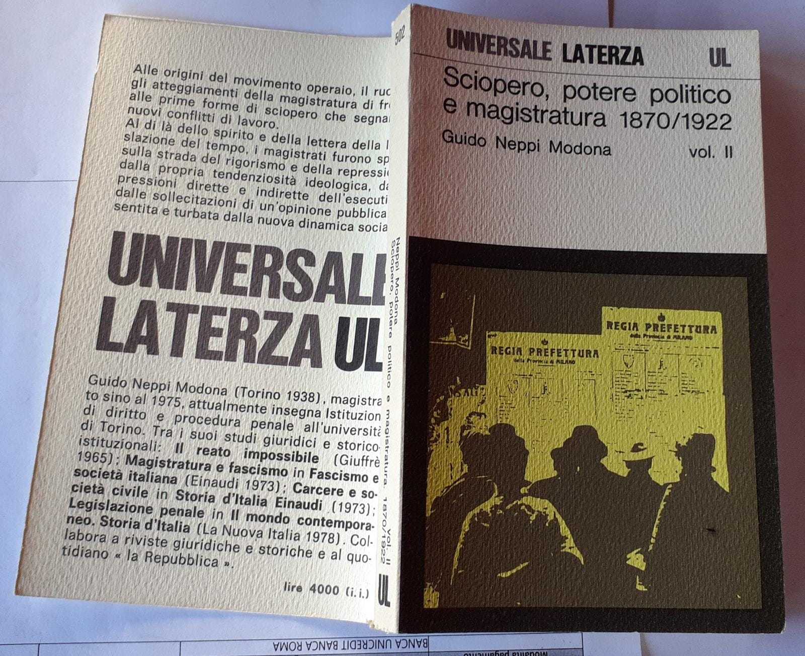 Sciopero, potere politico e magistratura 1870/1922 Vol II - copertina