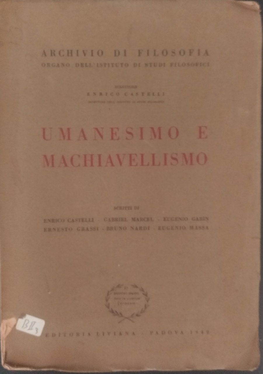 Umanesimo e Machiavellismo - copertina