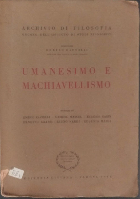 Umanesimo e Machiavellismo - copertina