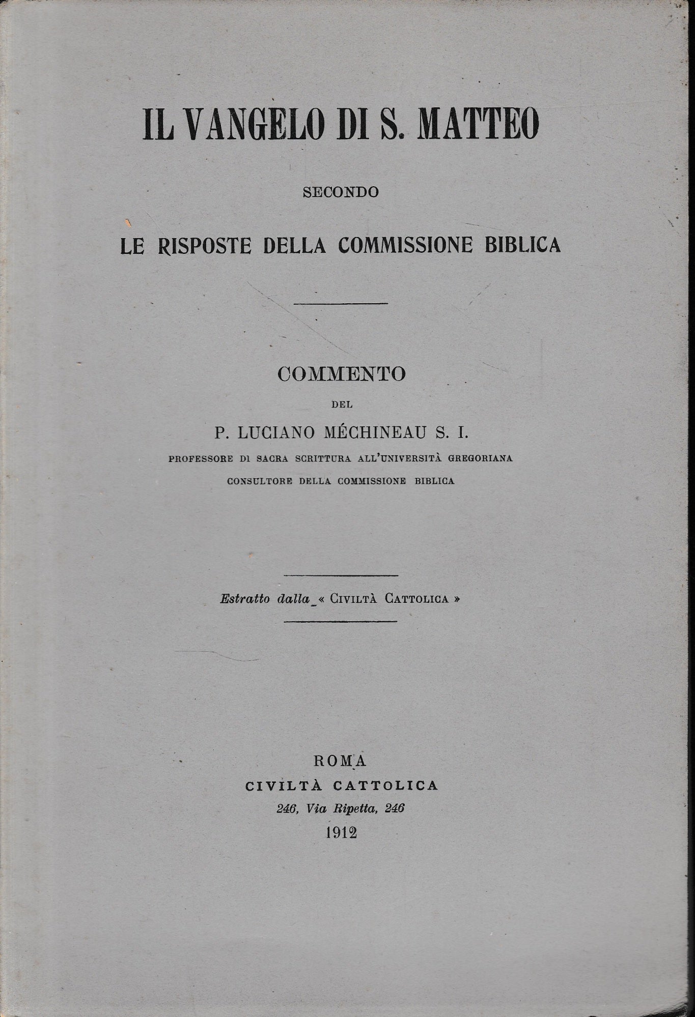 Il Vangelo di S. Matteo - copertina