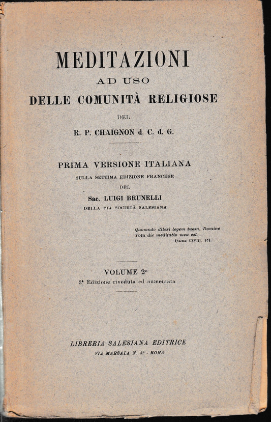 Meditazioni ad uso delle comunità religiose, vol. 2°. - copertina