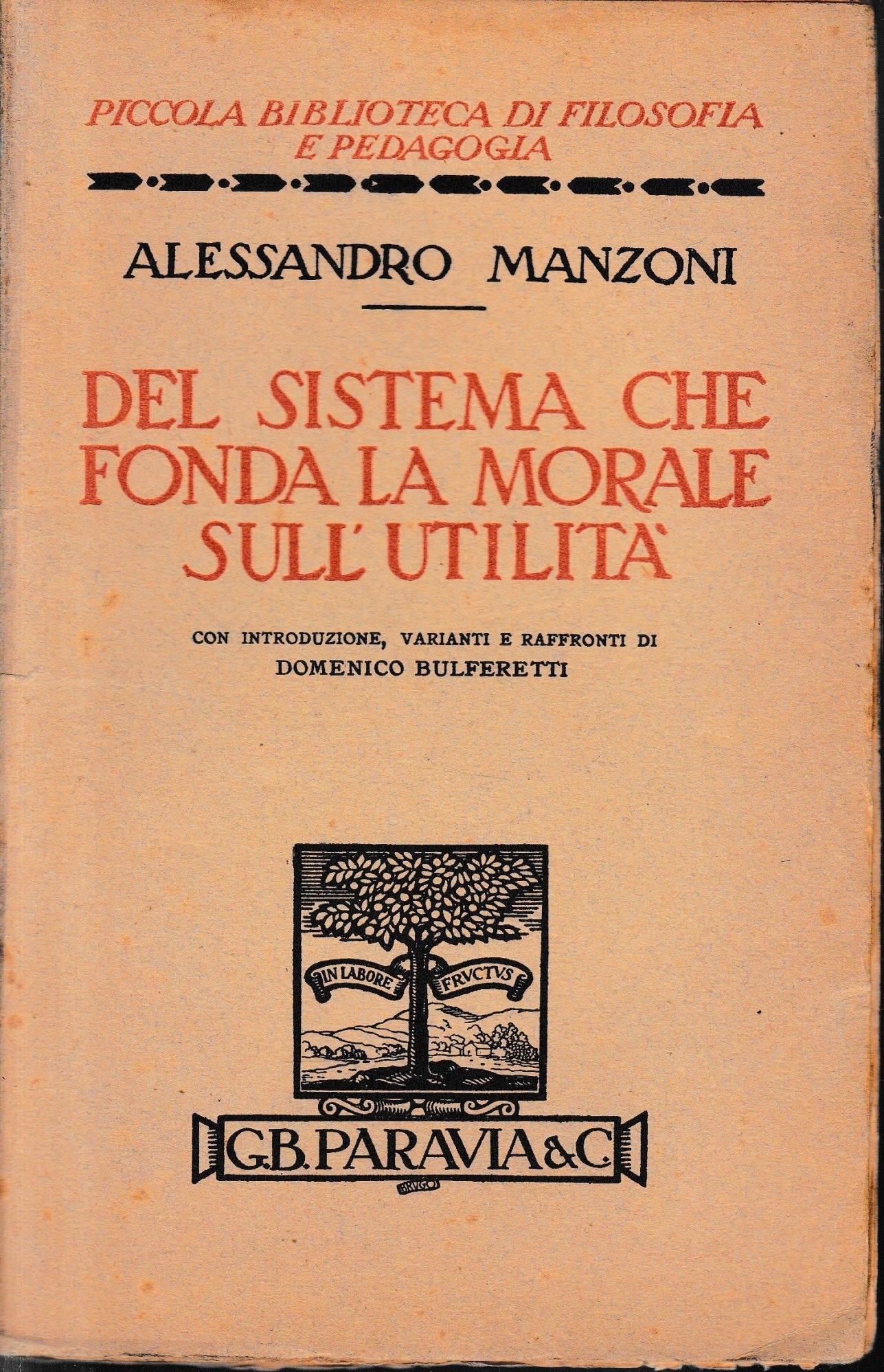 Del sistema che fonda la morale sull'utilità - copertina