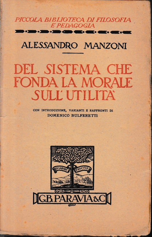 Del sistema che fonda la morale sull'utilità - copertina