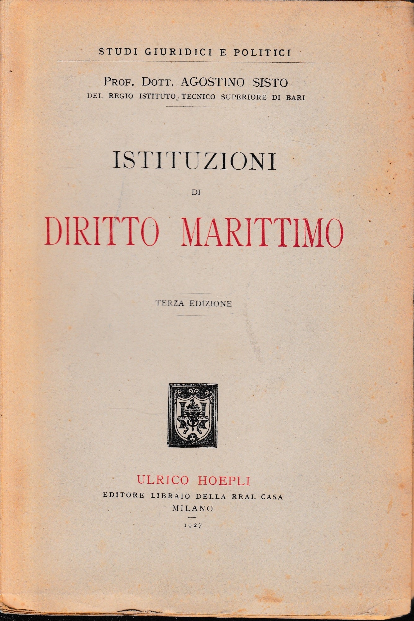 Istituzioni di Diritto Marittimo - copertina
