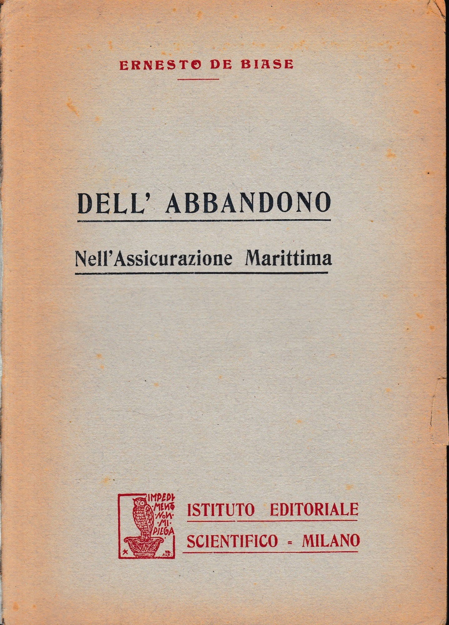 Dell'abbandono. Nell'Assicurazione Marittima - copertina