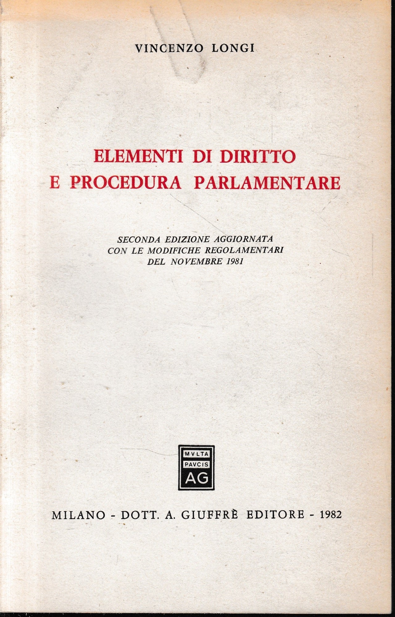 Elementi di Diritto e Procedura Parlamentare - copertina