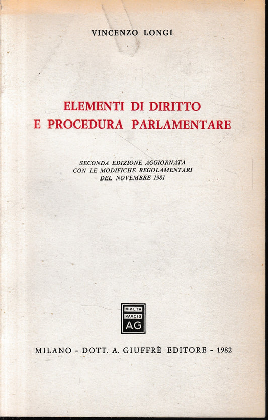 Elementi di Diritto e Procedura Parlamentare - copertina