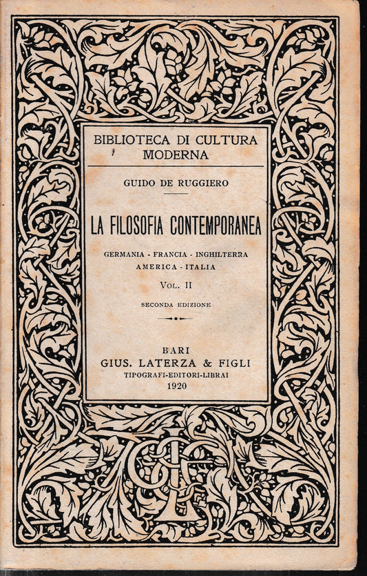 La filosofia contemporanea, vol. 2° - copertina