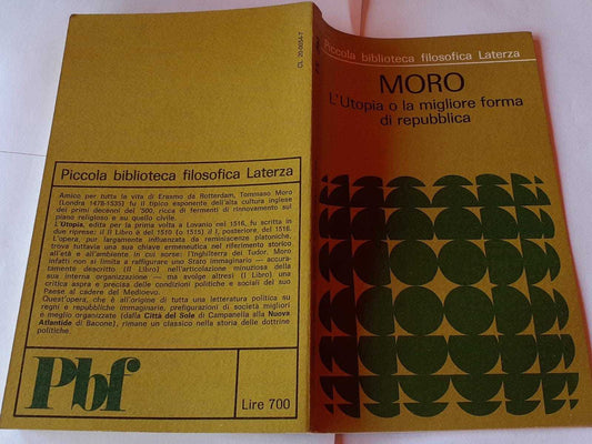 Moro. L'utopia o la migliore forma di repubblica - copertina