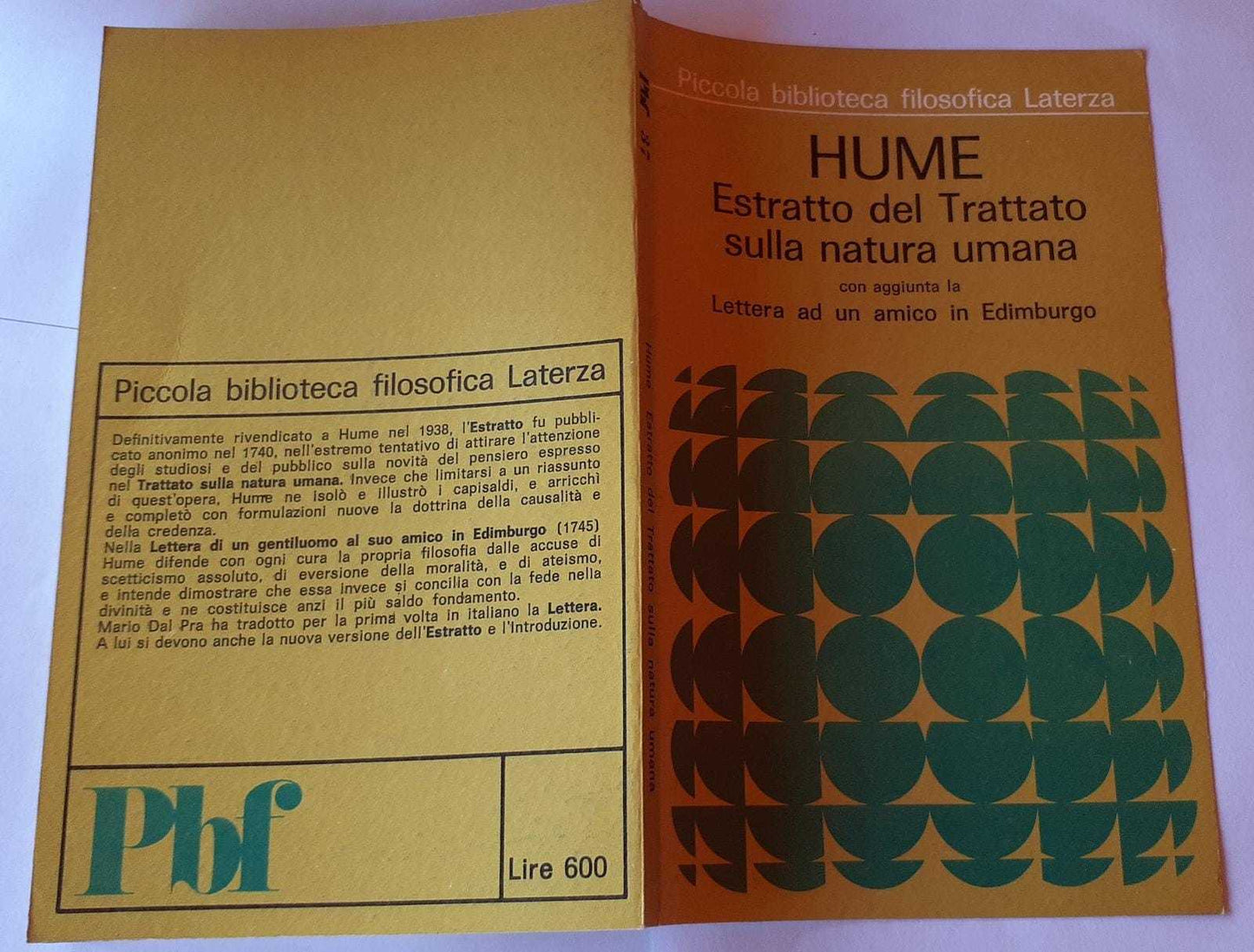 Estratto del Trattato sulla natura umana - copertina