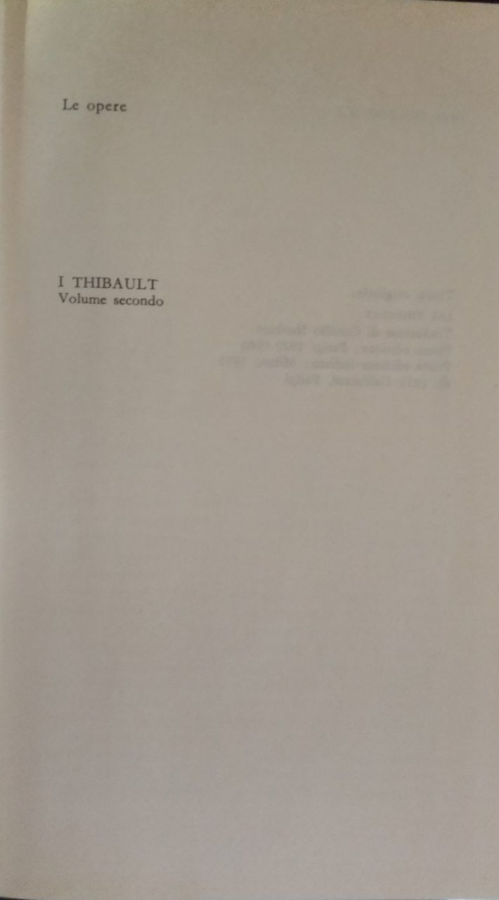 I Thibault. Volume secondo - copertina