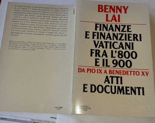 Finanze e finanzieri vaticani fra l'800 e il 900. Da pio IX a Benedetto XV. Atti e documenti - copertina