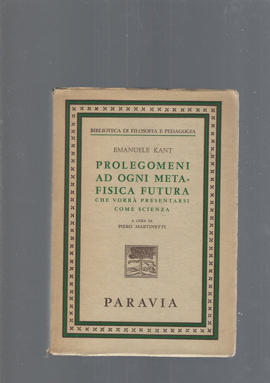 PROLEGOMENI AD OGNI METAFISICA FUTURA - copertina
