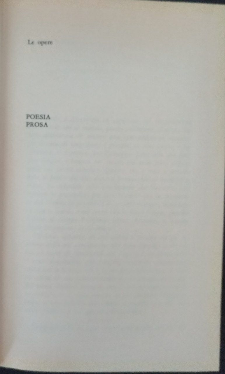 Le opere: Poesia, Prosa - copertina