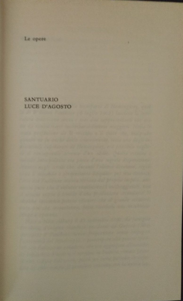 Le opere: Santuario, Luce d'agosto - copertina