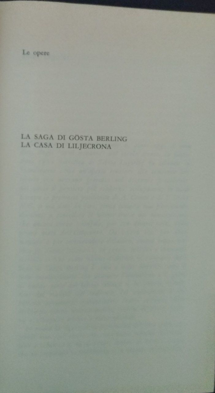 Le opere: La saga di Gosta Berling, La casa di Liljecrona - copertina