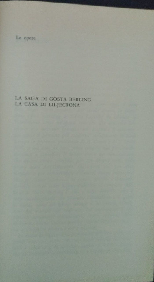 Le opere: La saga di Gosta Berling, La casa di Liljecrona - copertina