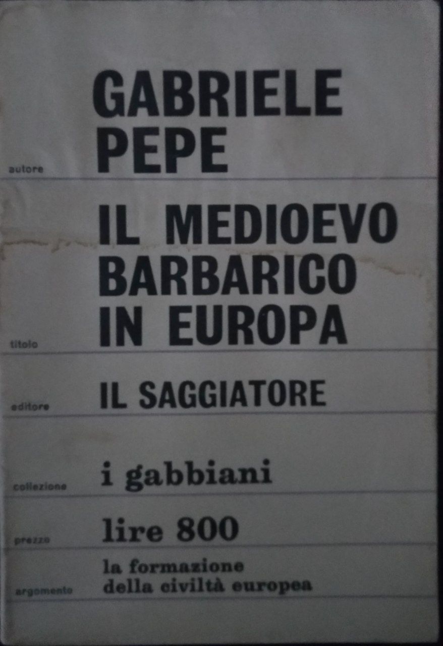 Il Medioevo barbarico in Europa - copertina
