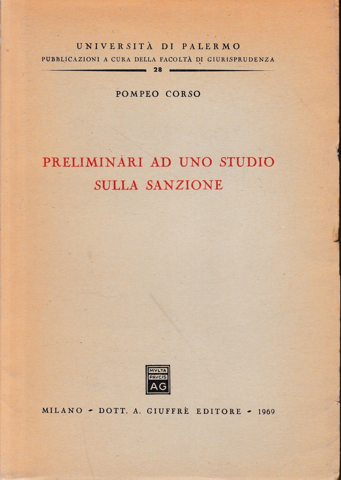 Preliminari ad uno studio sulla sanzione - copertina