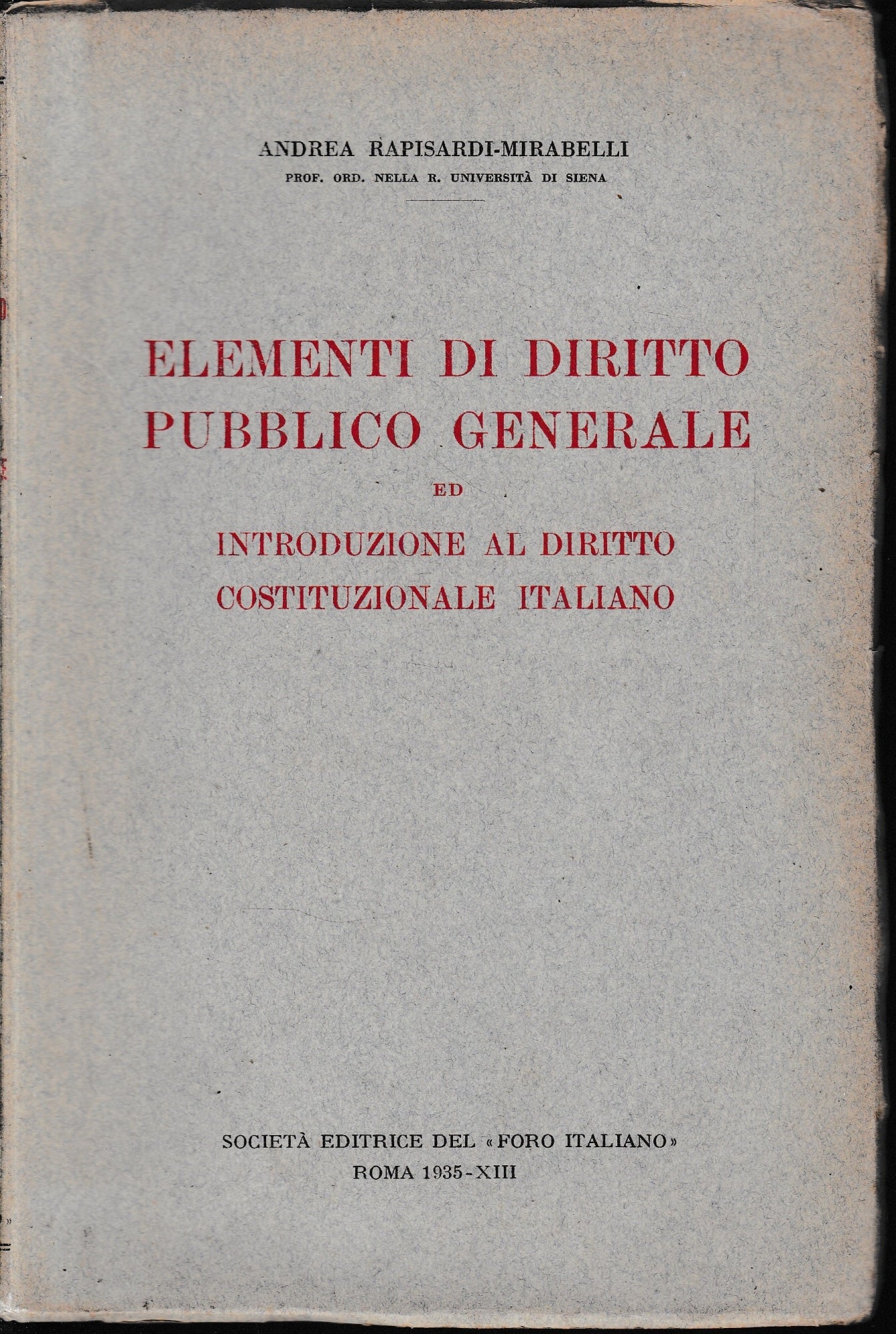 Elementi di Diritto Pubblico Generale - copertina