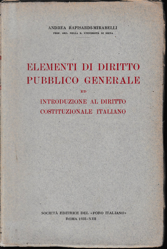Elementi di Diritto Pubblico Generale - copertina