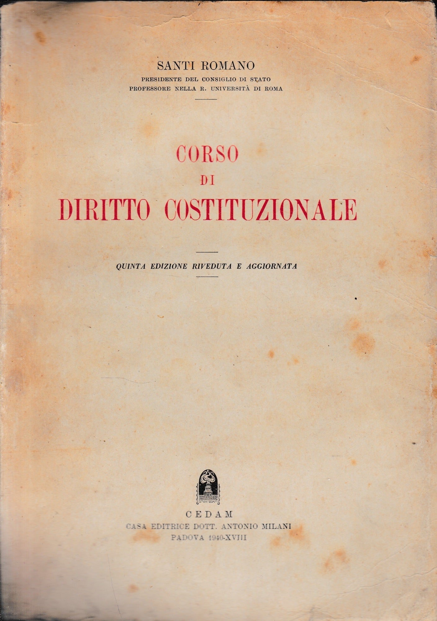 Corso di Diritto Costituzionale - copertina