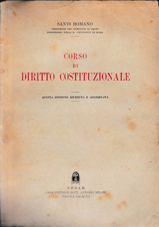 Corso di Diritto Costituzionale - copertina