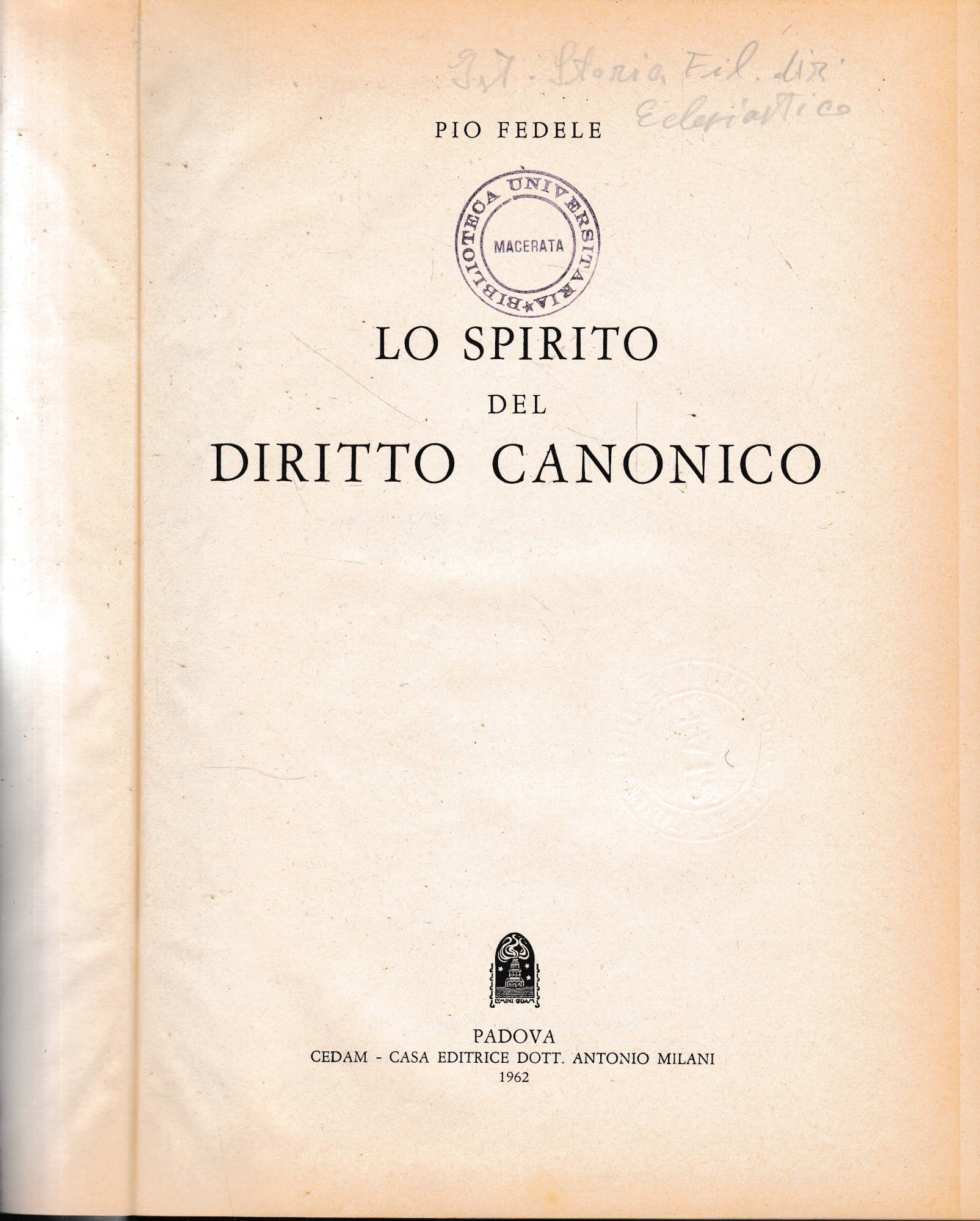 Lo spirito del Diritto Canonico - copertina