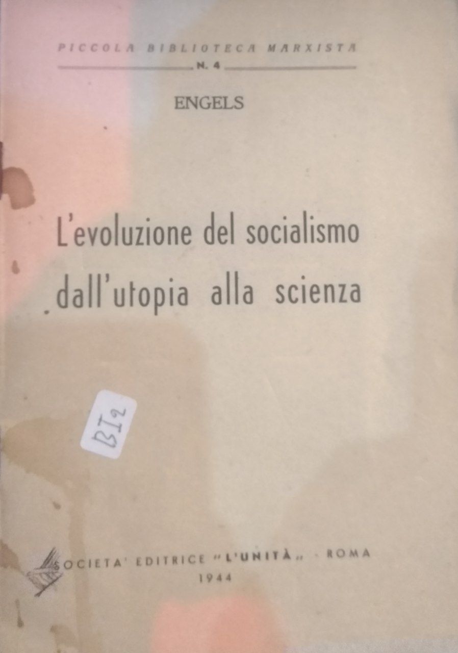 L'evoluzione del socialismo, dall'utopia alla scienza - copertina