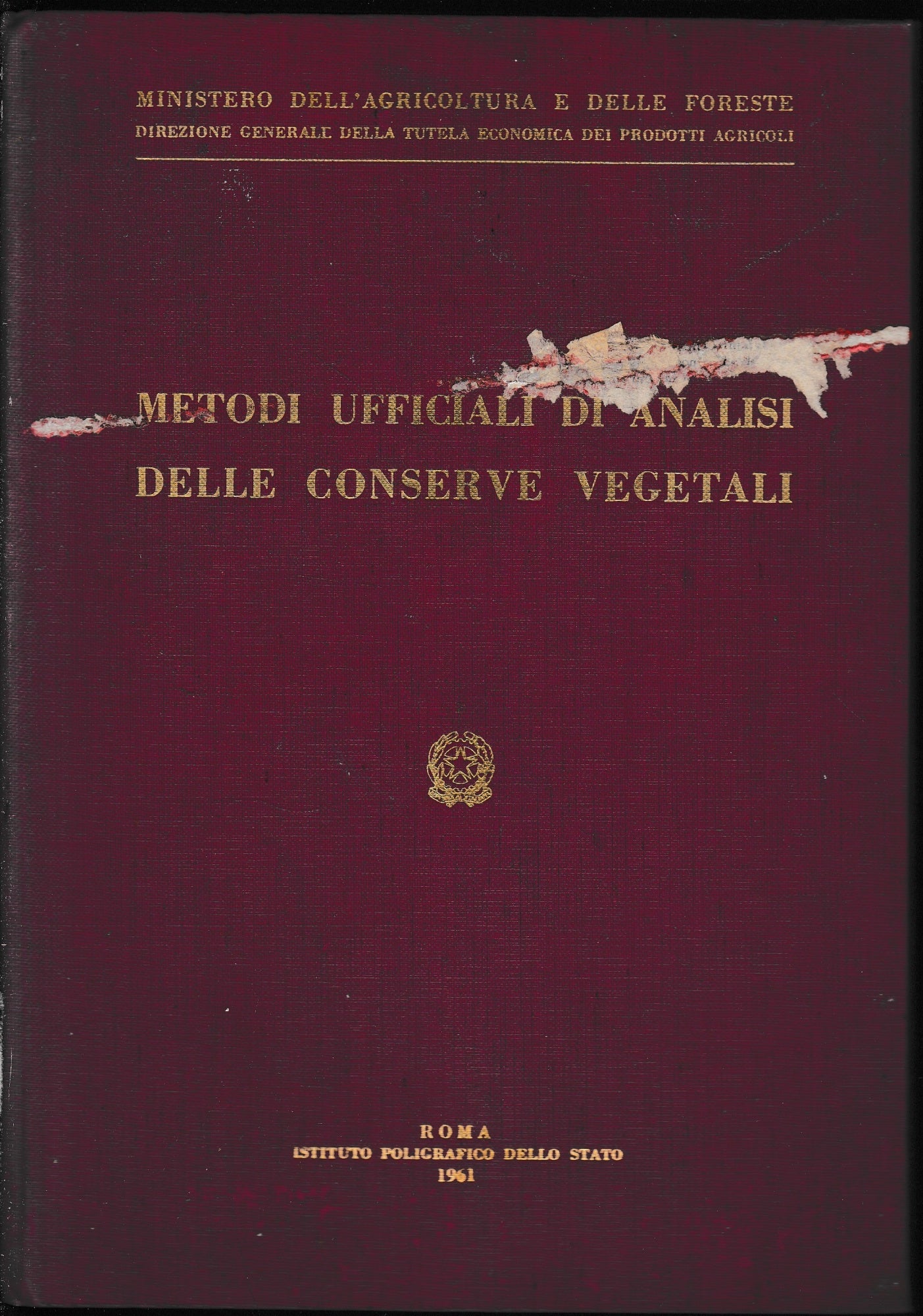 Metodi ufficiali di analisi delle conserve vegetali - copertina