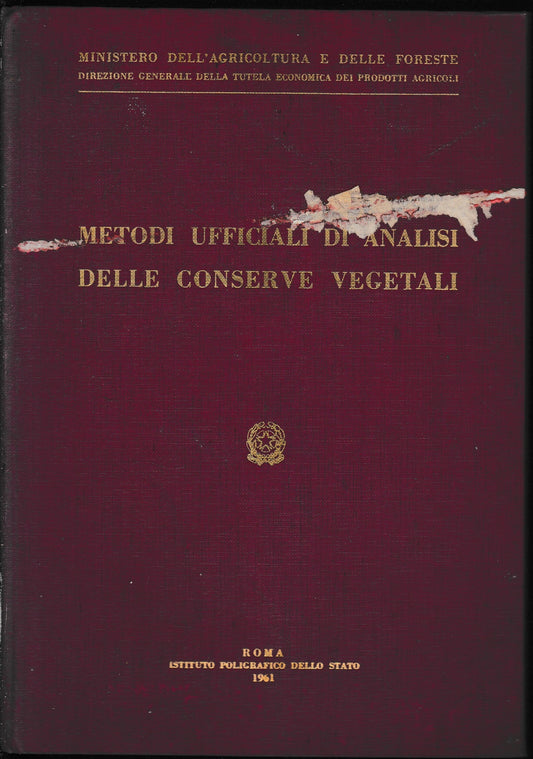 Metodi ufficiali di analisi delle conserve vegetali - copertina