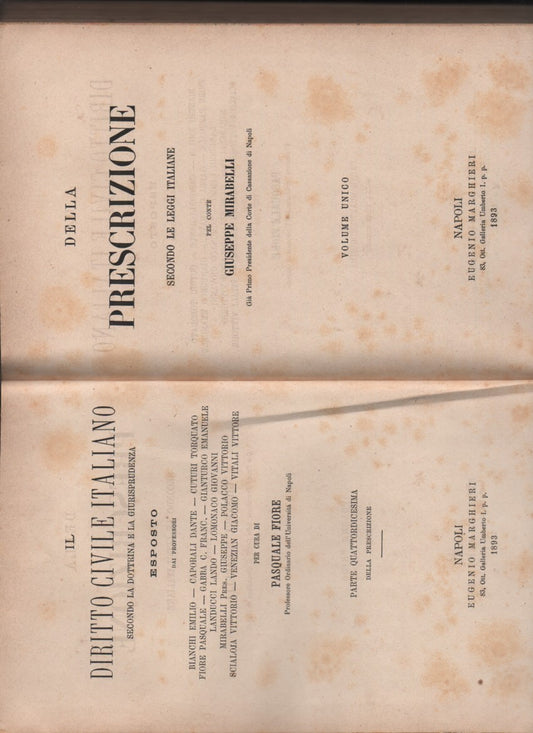 Della prescrizione secondo le leggi italiane  (volume unico) - copertina