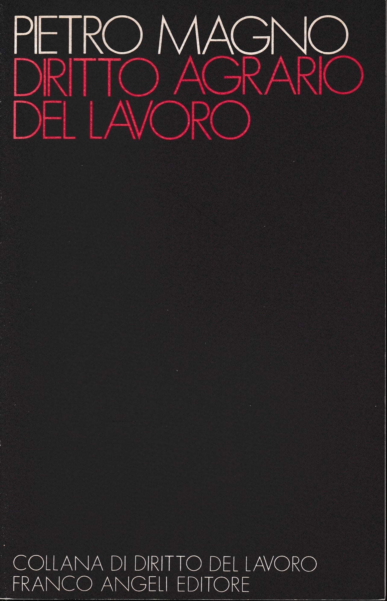Diritto agrario del lavoro - copertina