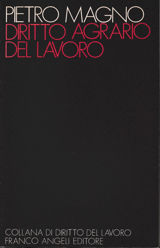 Diritto agrario del lavoro - copertina